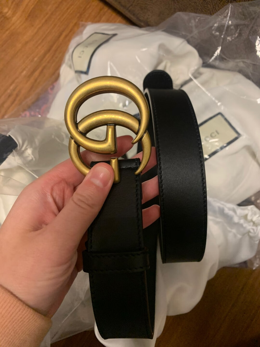 【国内现货】gucci古驰3cm皮带双g经典百搭复古金扣百搭牛皮腰带 黑色