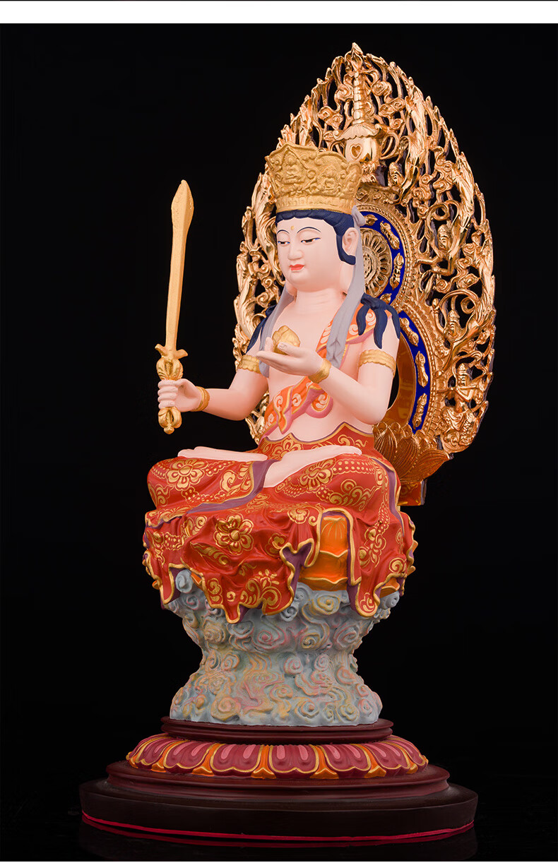 三漫陀虚空藏菩萨佛像纯铜唐彩16寸佛堂寺庙供奉库藏金刚持剑普贤佛像