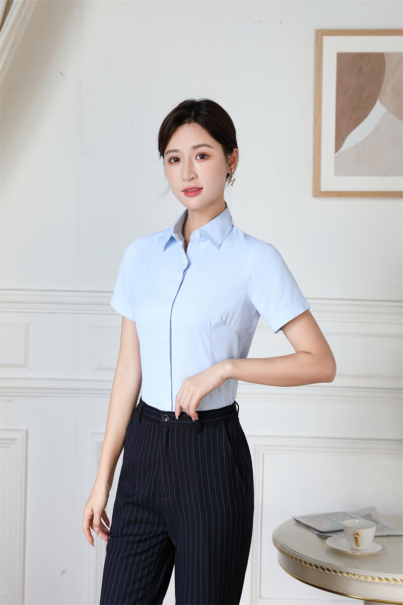 中国建设银行工作服建行工作服女短袖衬衫衬衣行服条纹职业装西装裤