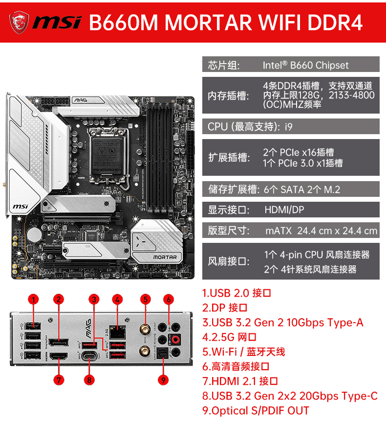 微星b560主板接口图解图片