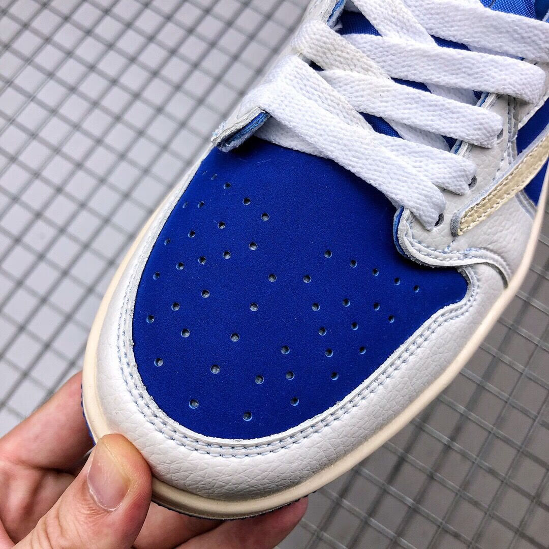 纯原aj1 lowog 乔1倒钩反钩鬼脸低帮篮球鞋男女款板鞋莆田 蓝色 36