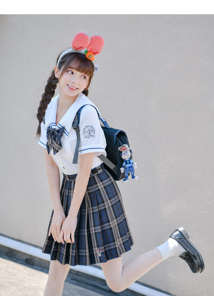 迪士尼联名原创森女部落学院风海军领设计感上衣jk衬衫时尚秋白色长袖