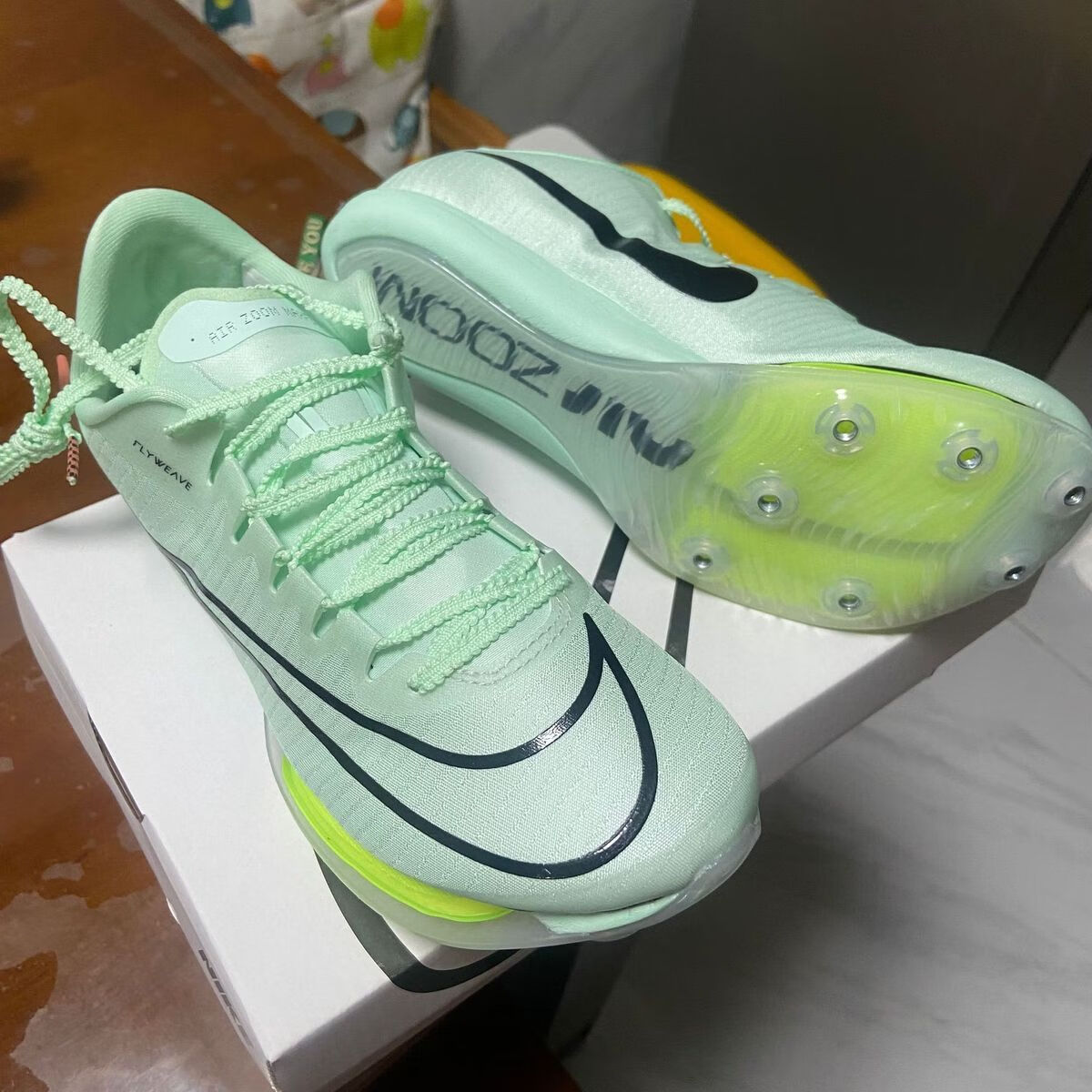 【旗舰官方店】薄荷绿苏炳添maxfly气垫田径短跑钉鞋fly中长跑体考