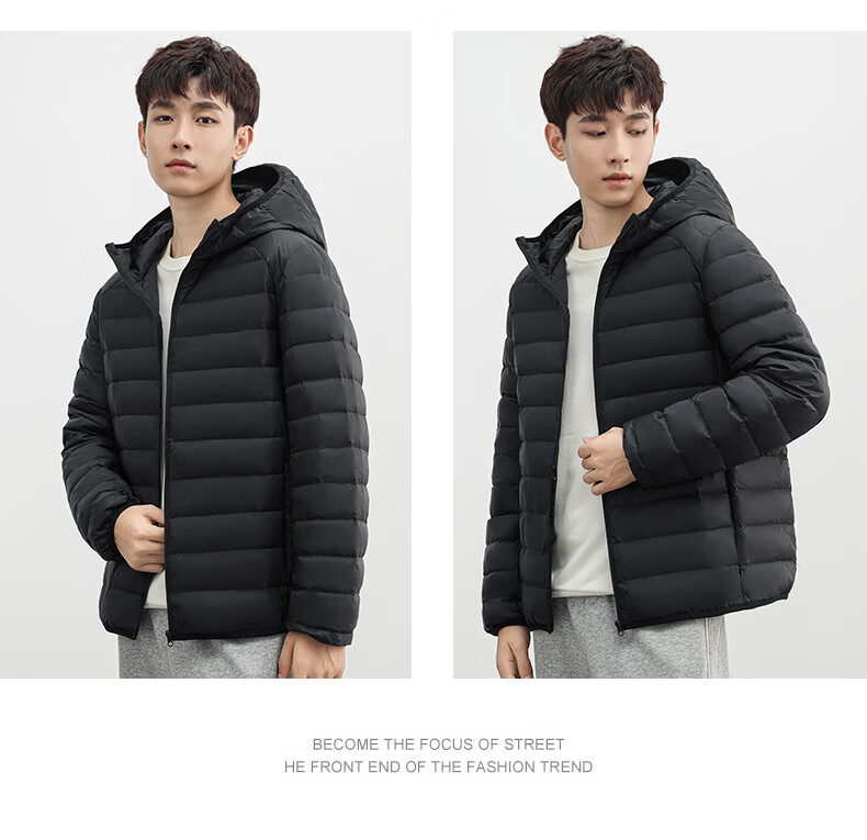 YAYA down Jacket for Men, Autumn And Winter Warmth, Solid Color Short Hooded Style, Unisex Lightweight down Coat, Suitable for Young And Middle-Aged Outdoor Activities 6