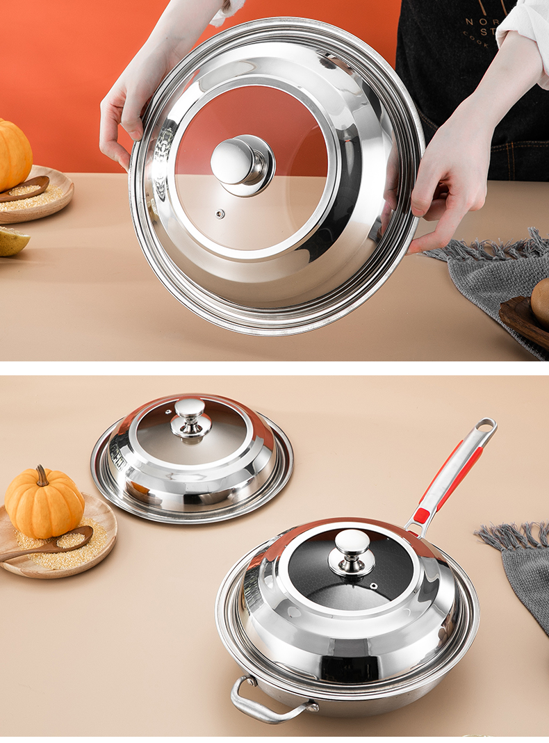 特价捡漏榄茵不锈钢锅盖家用炒菜锅盖子圆型配盖32cm2842蒸锅透明玻璃