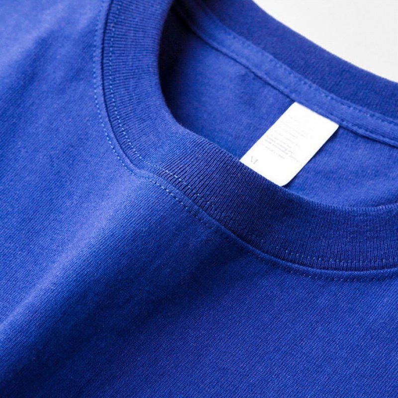 短袖t恤男潮流上衣克莱因蓝纯净精梳棉短袖t恤男女新款显白宽松棉纯色