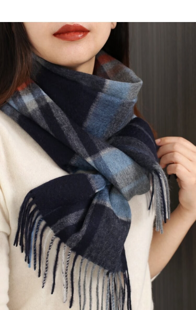 法国轻奢经典款秋冬格子柔软的羊绒围巾男女通用情侣款围脖礼盒装防晒