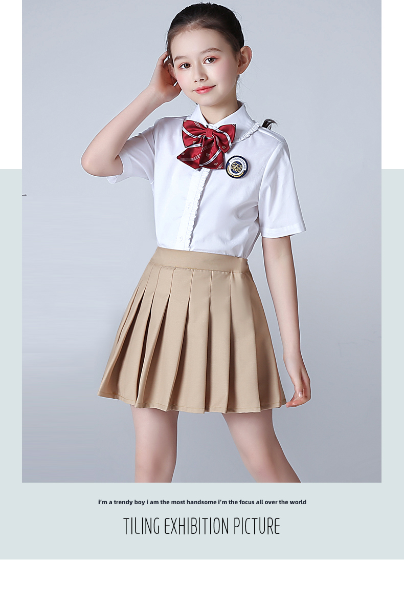 儿童百褶短裙女童休闲校服半身裙子中大童演出服裙子中小学纯色百搭