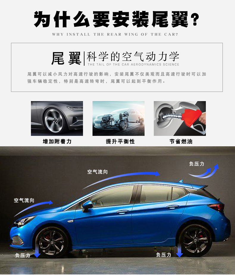 诺纳适用别克1516171819款威朗gs尾翼15s轿跑顶翼两厢轿跑改装汽车加