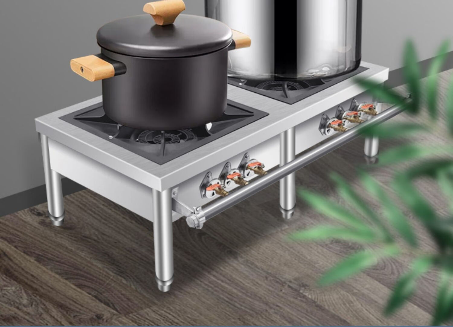 财旺来低汤灶商用韩式燃气双环三环低汤炉低汤燃气灶矮脚炉双灶天然气