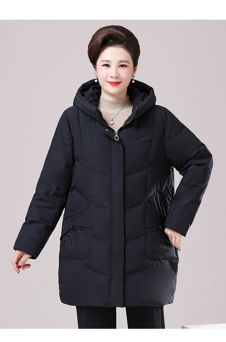 高梵中年人加肥加大女士羽绒服胖妈妈秋冬装外套宽松200斤阔太太玫红l