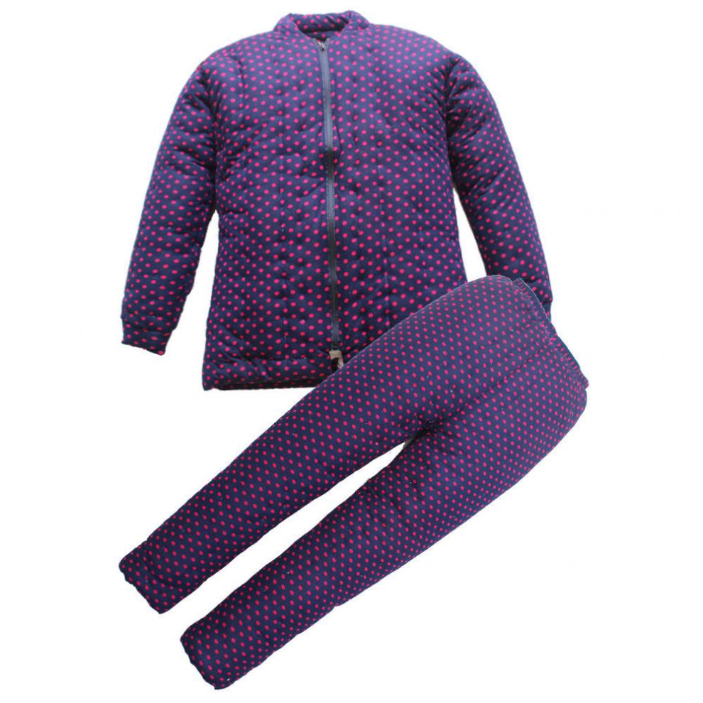 莎图蜜中老年女士纯手工加厚棉花棉衣棉袄高腰棉裤居家保暖棉服套装红