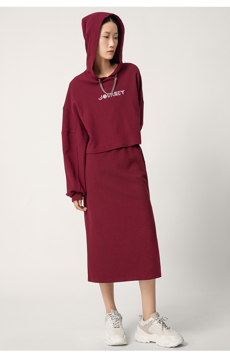 hr赫莲娜女装2021秋季新款简约休闲连帽短款针织长袖卫衣女 白色-卫衣