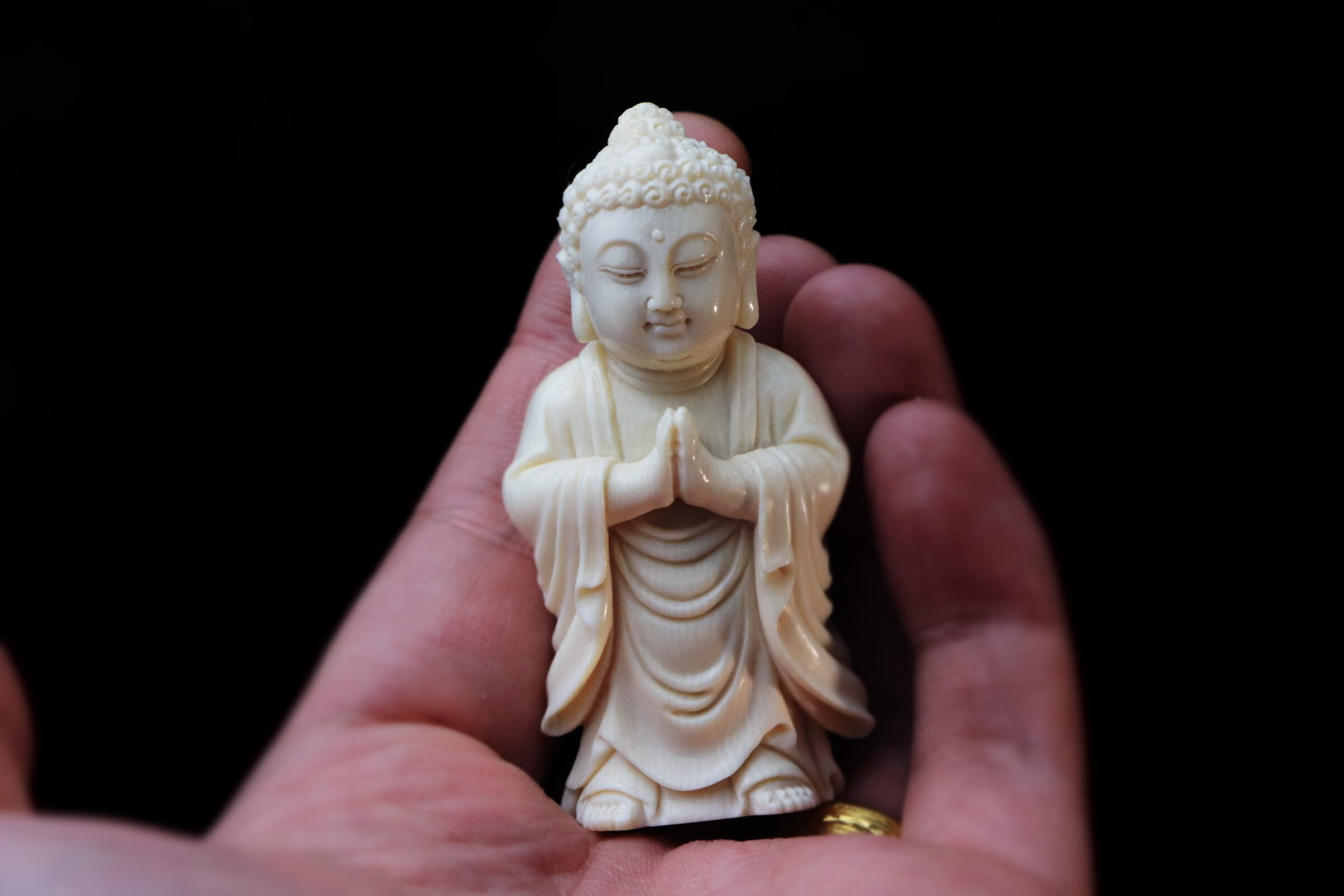 微韵猛犸牙雕摆件猛犸象牙大日如来阿弥陀佛小摆件手把件纯手工看实物