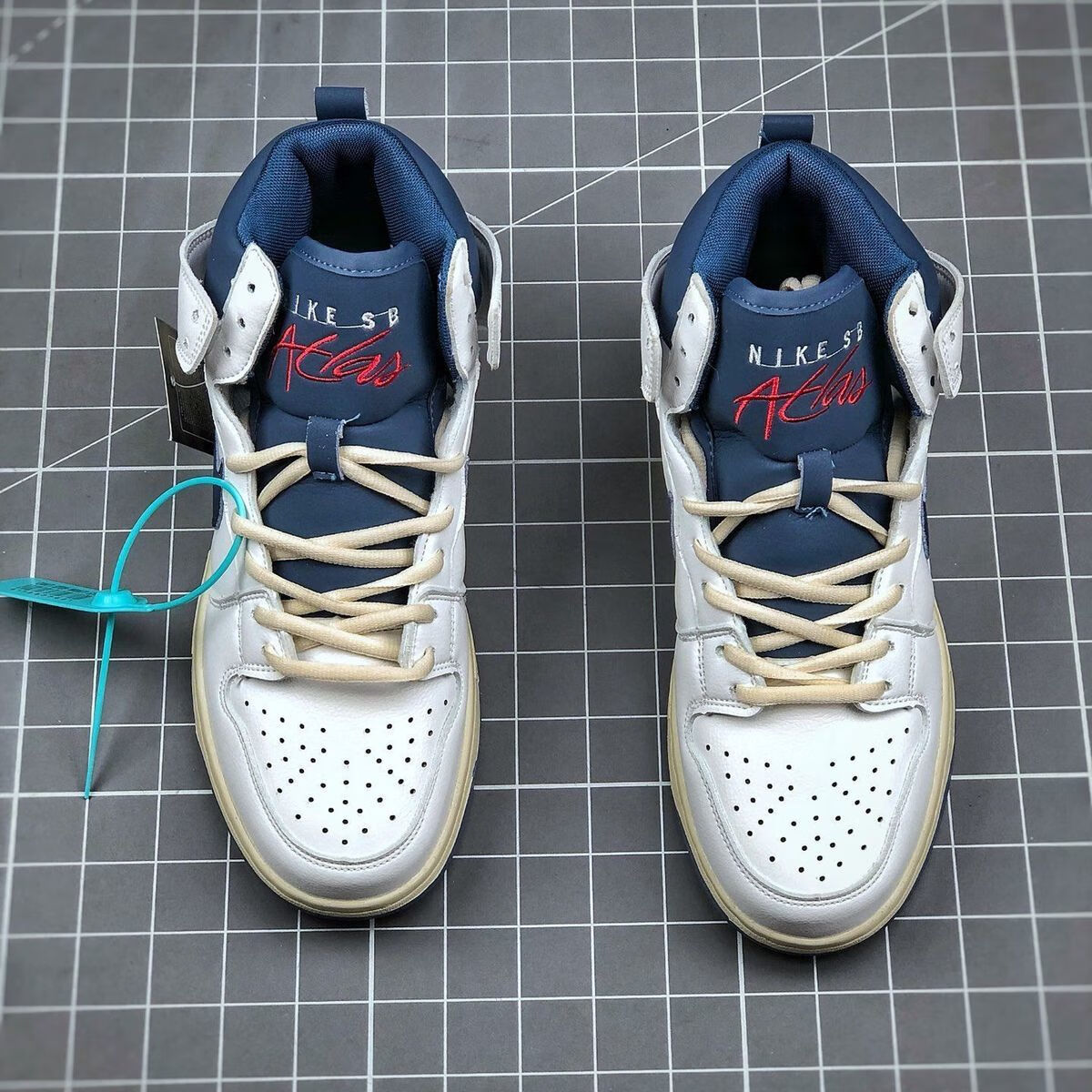 新款atlas nk sbdunk high迷失海洋白蓝高帮休闲板鞋情侣百搭鞋 白蓝