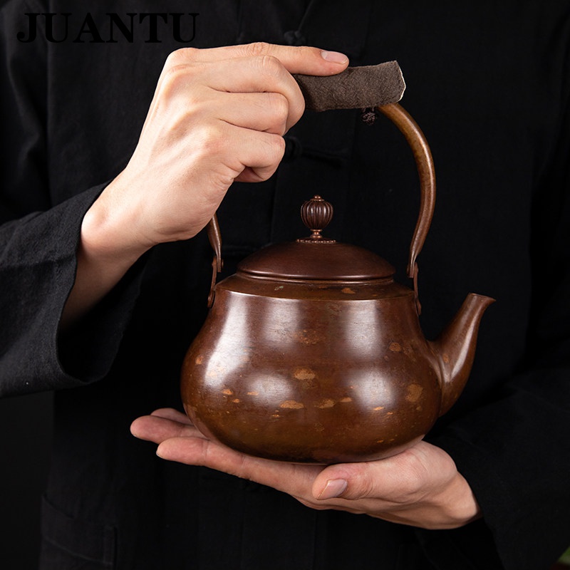 juantu复古紫铜壶做旧铜壶烧水壶铜茶壶家用煮茶壶沏茶壶紫铜茶具茶具