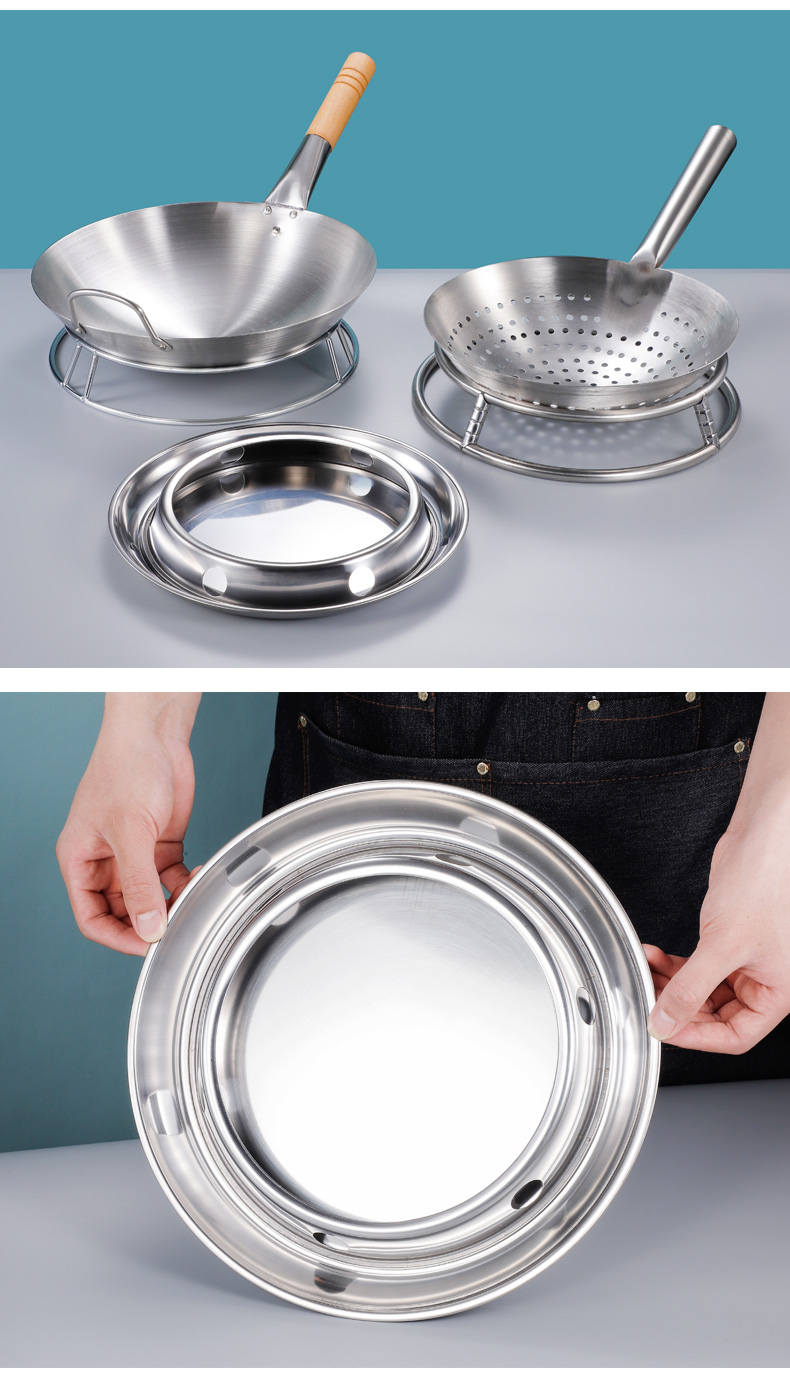 不锈钢圆管锅架加厚双层锅垫放锅架子厨房锅具炒锅隔热防烫置物架底盘