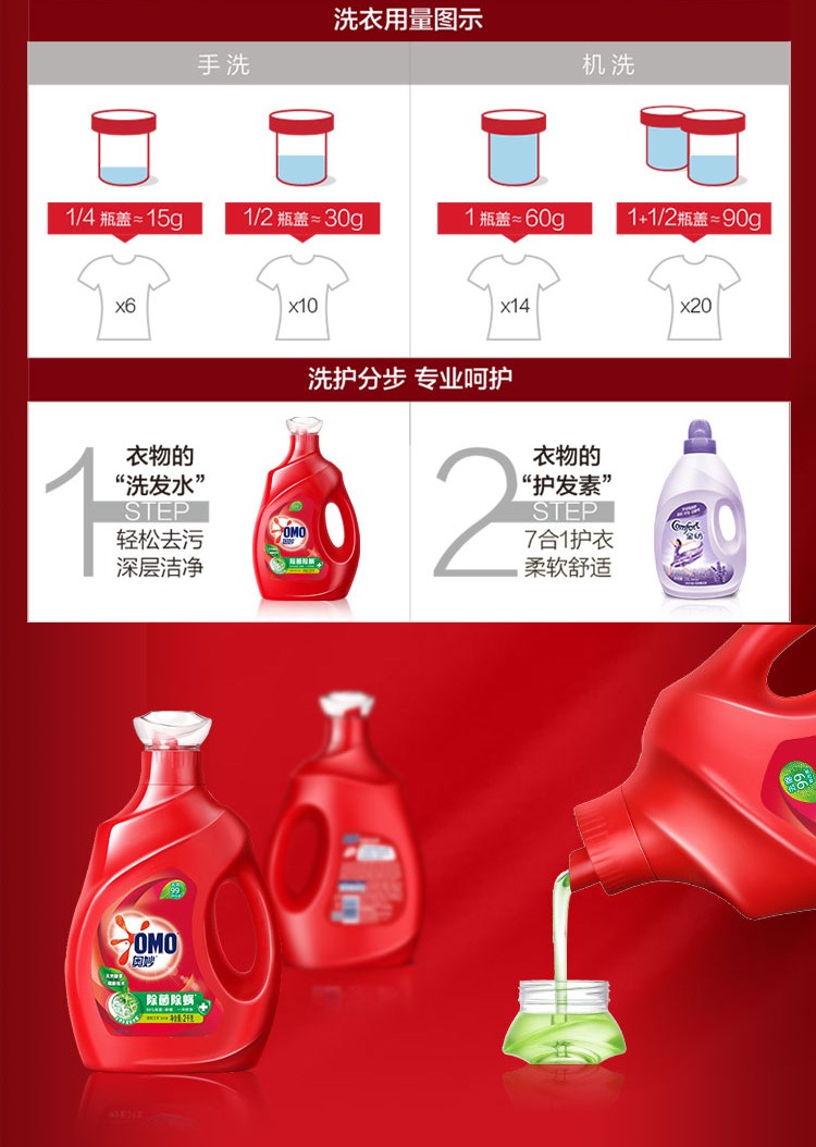 奥妙三合一洗衣液除菌除螨深层洁净3kg2kg家庭装 【实惠4件套】深层