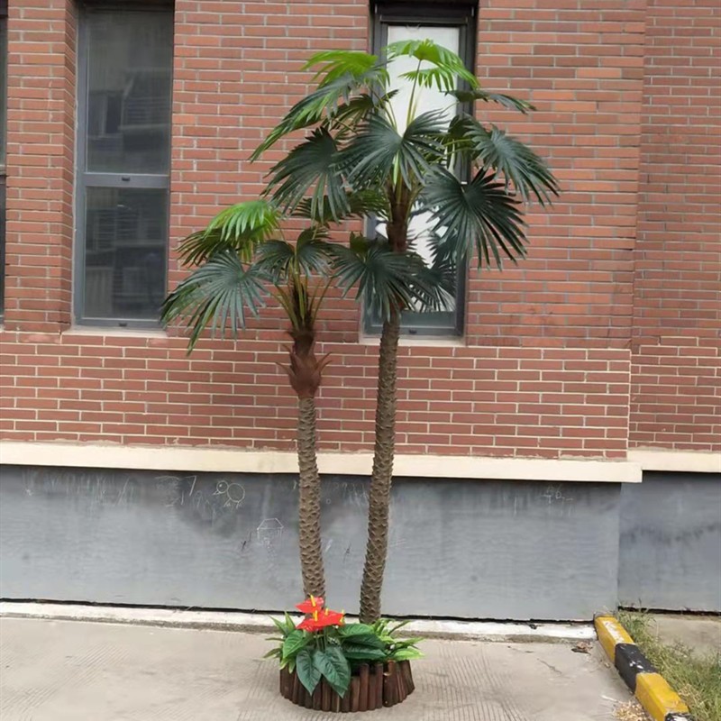 仿真椰子树假椰树大型商场道具热带棕榈树保鲜弯杆摆设假树椰子树