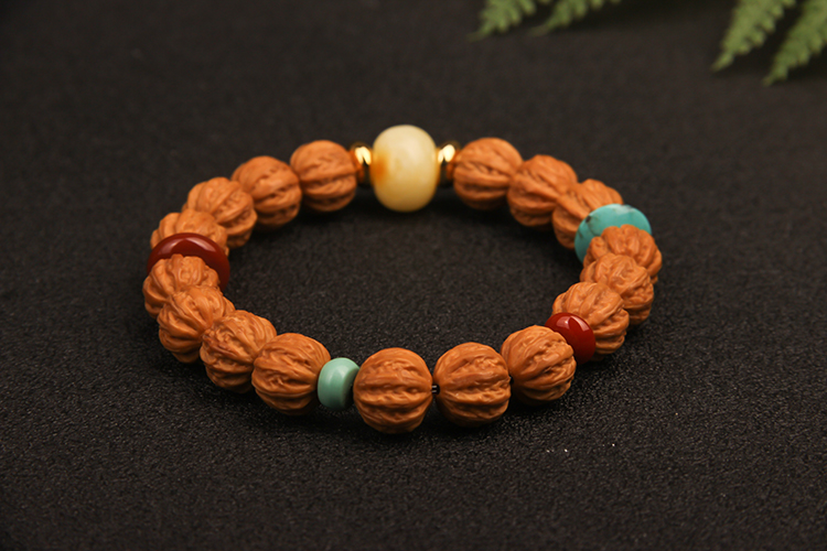 猴头鲨鱼背手串纯手工雕刻小核桃京八棱六方男女单圈 收藏级猴头雕刻