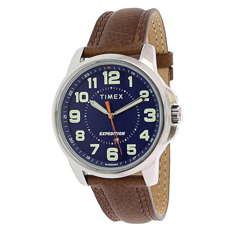 timex天美时男士手表expedition系列商务休闲皮革表带石英腕表表径