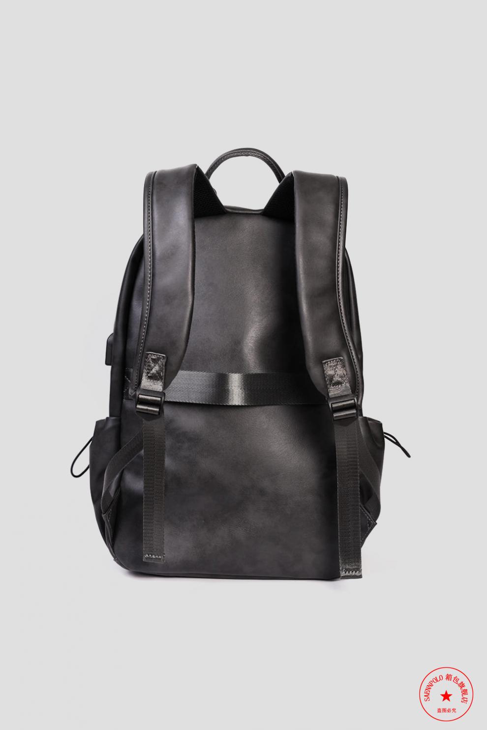 saennpolo双肩包男士休闲双肩包男士背包旅游潮牌街头欧美简约书包