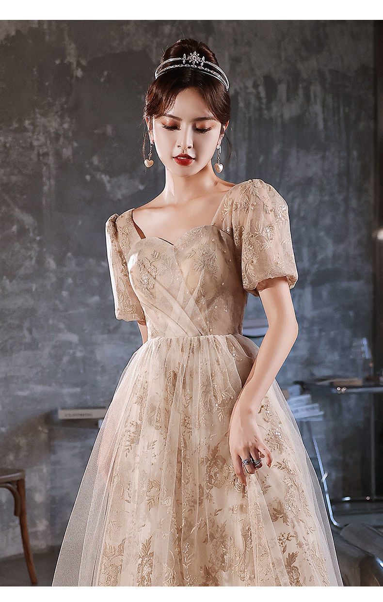 宴会晚礼服裙女2021新款轻奢仙气质优雅年会主持人艺考冬季连衣裙