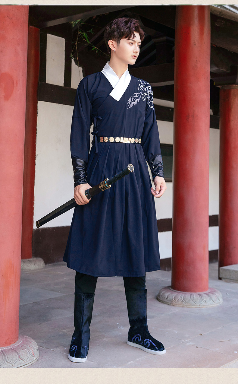 汉唐衣锦原创正版汉服圆领袍男武侠风古装锦衣卫中国风男装演出服蓝色