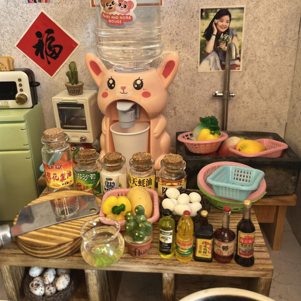 抖音迷你小厨房小小万迷你真煮厨房mini厨具套真实做饭微缩儿童过家家