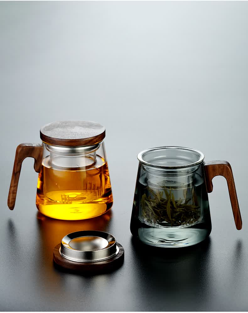 兴云集 玻璃茶杯茶水分离杯加厚耐热玻璃老白茶陈皮闷泡杯简约水杯