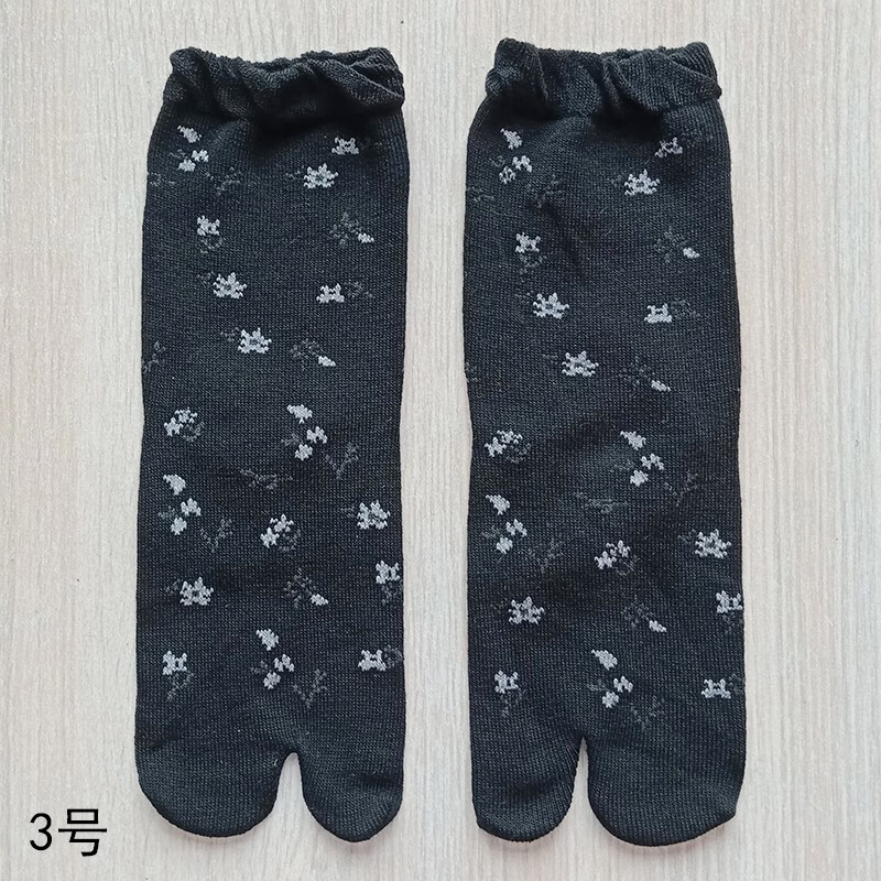 日式中筒松口二趾袜两指分夹脚足袋木屐猪蹄女士提花吸湿袜子 6号款