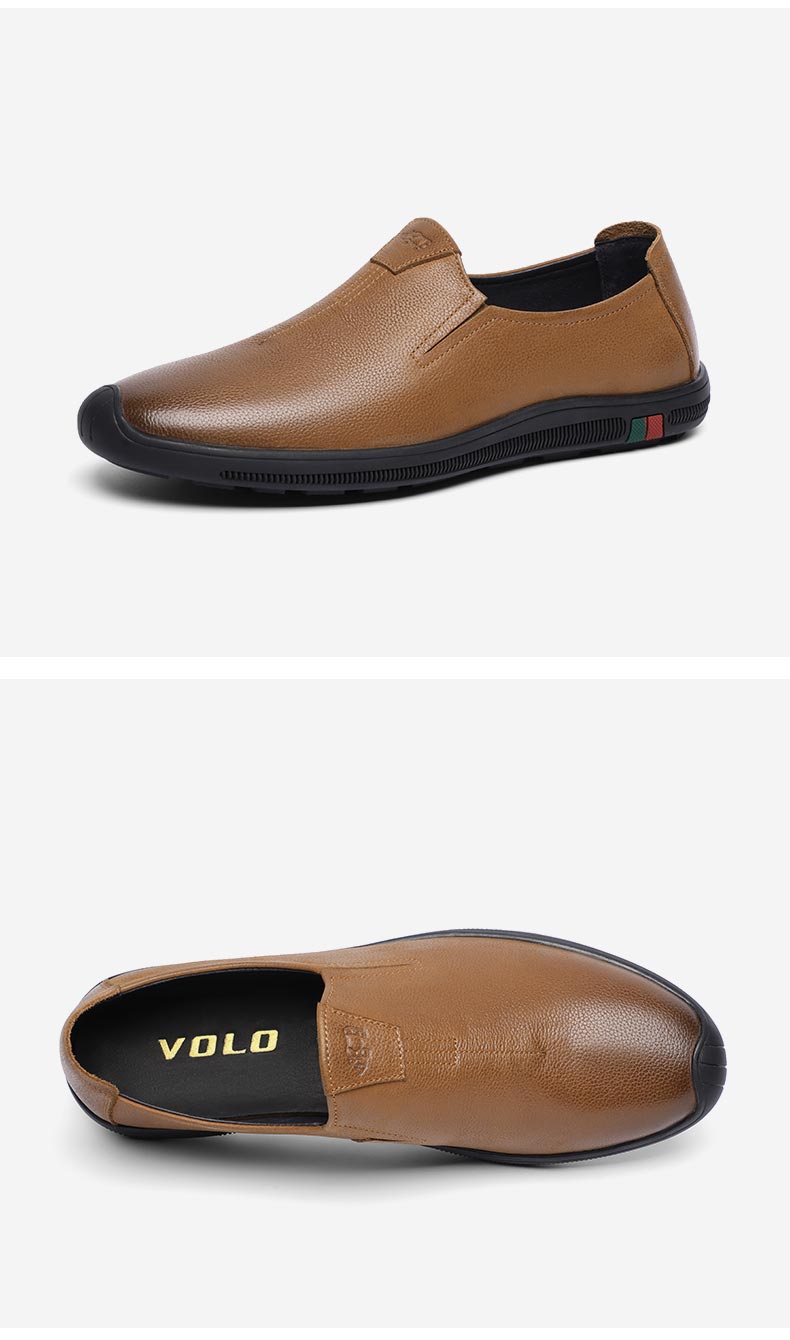 volo犀牛皮鞋2022春季新品商务休闲皮鞋男士轻便平底鞋子黑色