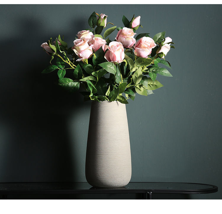 精品绿植保加利亚玫瑰花束美式仿真花假花人造花单支客厅摆件花卉绢花