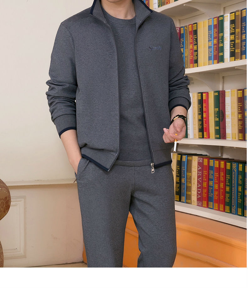 高品质爸爸装运动套装男春秋休闲服套装中老年人两件套爸爸装爷爷跑步