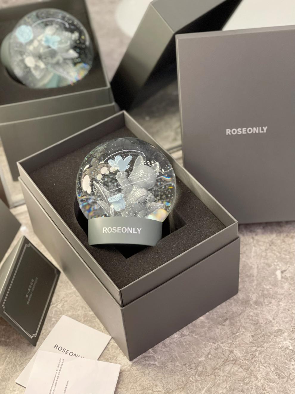 roseonly水晶球roseonly家居水晶玻璃球永生猫咪蝴蝶礼盒生日礼物客厅