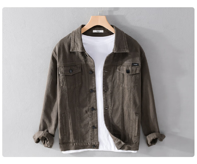 战龙 日式夹克男阿美咔叽休闲纯棉外套薄款宽松舒适简约百搭翻领青年