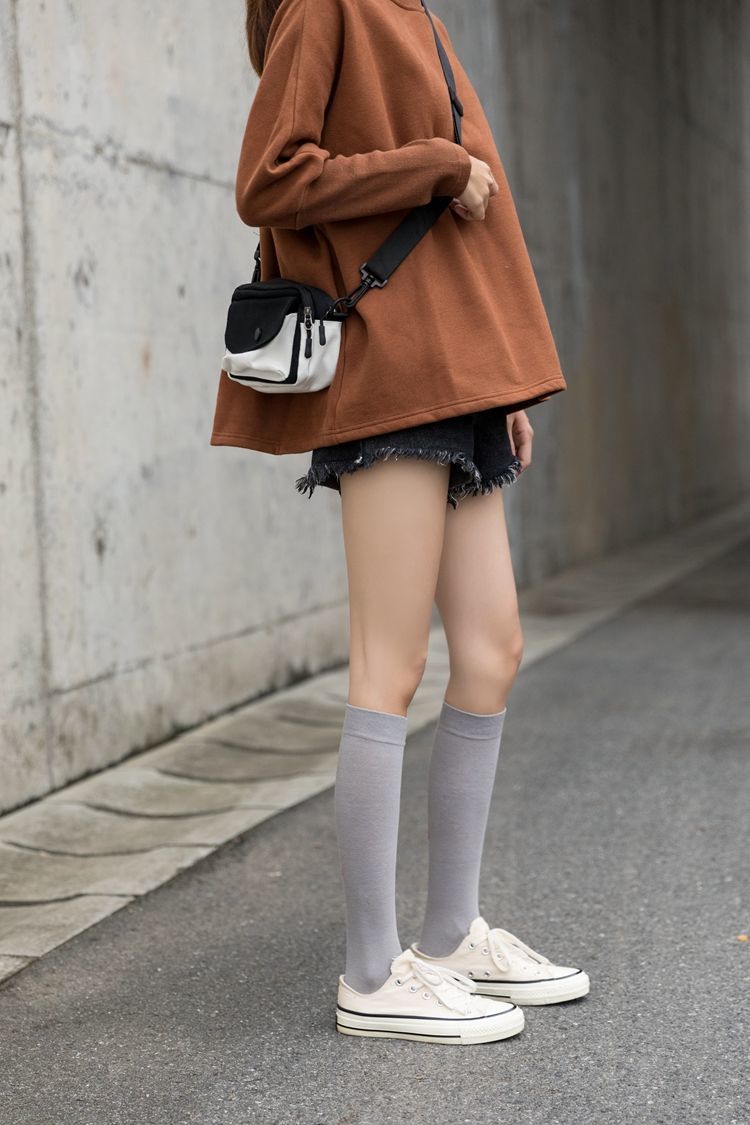 好品质女士长袜美腿袜亮色小腿袜女薄款字母半腿袜潮流韩版学院风长袜