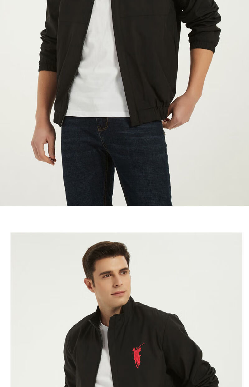 保罗骑士商场同款大马标男士夹克polo高档帅气秋冬款运动休闲加厚外套