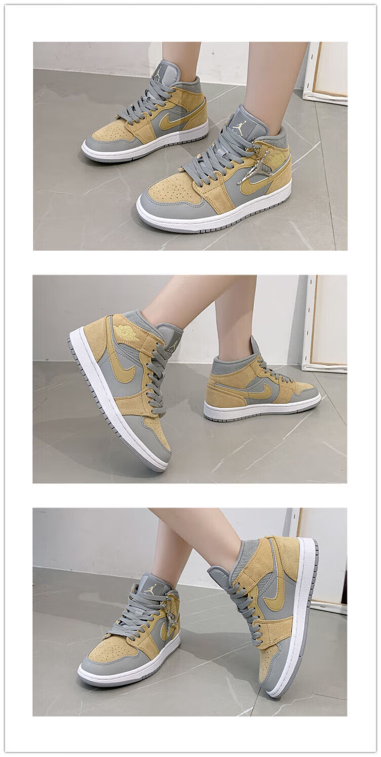 耐air克aj女鞋乔一中帮灰蓝紫 巴黎 香芋紫男女鞋板鞋情侣运动鞋da