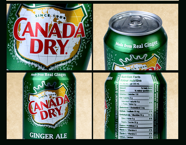 加拿大canadadrygingerale姜汁味汽水姜味干姜水苏打汽水饮6355ml6罐