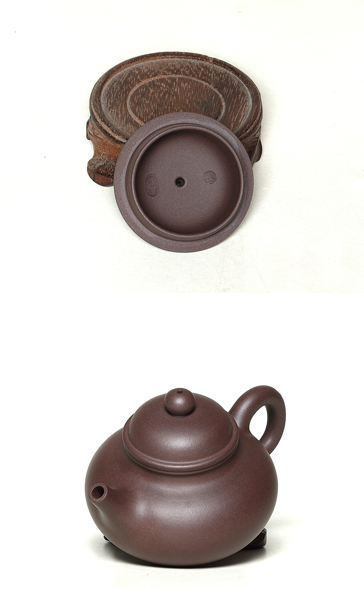 吟艺阁宜兴原矿紫泥泡茶壶传统孔手工光素款家用紫砂壶190ml容天壶