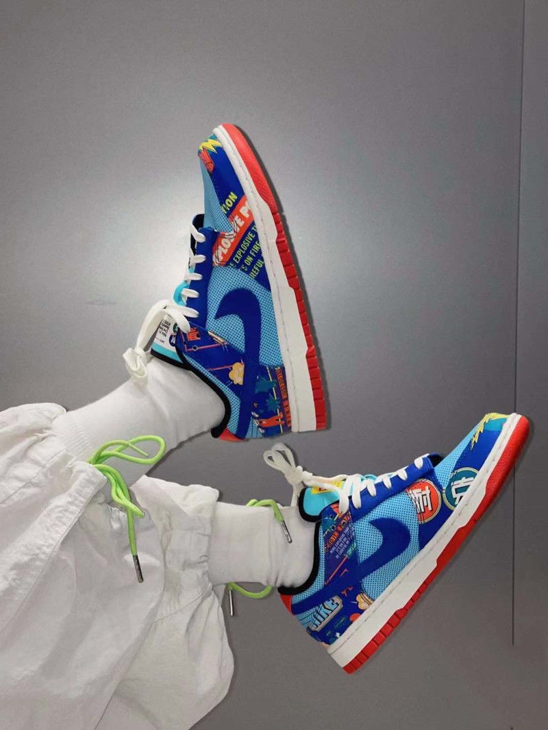 高版本纯原2022新款王源同款dunk蓝红鞭炮双层刮刮乐低帮板鞋男女运动