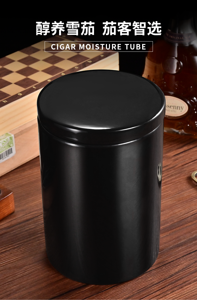 茄龙cigarloong雪茄筒古巴大容量陶瓷密封储存雪茄保湿罐clj21jz1黑色