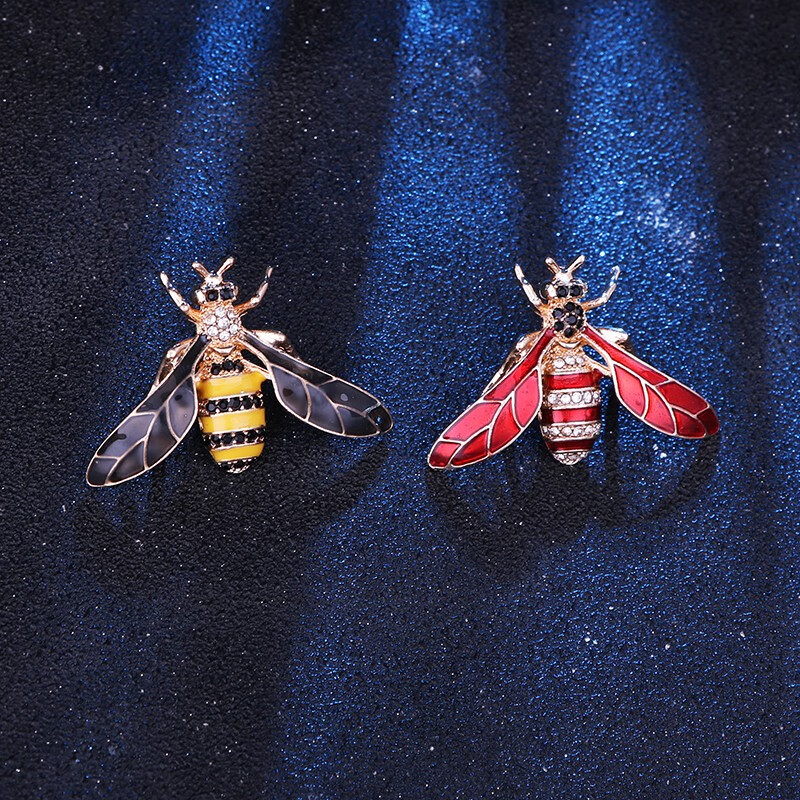 月蝶(yuedie)男士胸针 复古小蜜蜂胸针 彩色合金胸章 领针两用款 西装