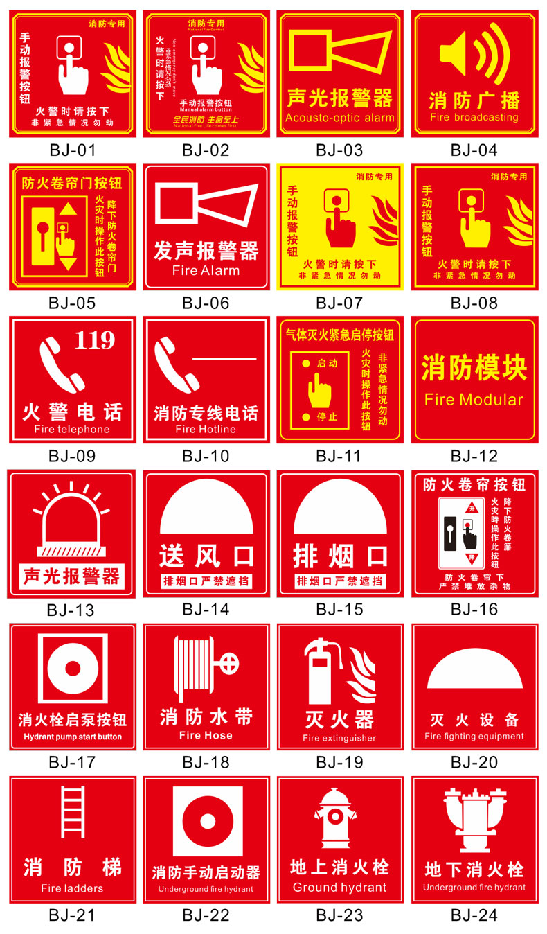 消防排烟口正压送风口标识牌风机控制柜风机房稳压泵末端试水报警阀组
