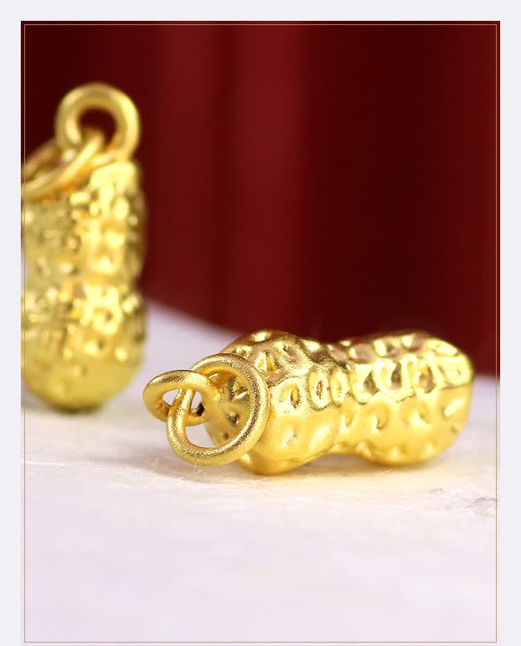 老凤凰 黄金3d硬金999足金花生小吊坠长生果项链项坠挂坠手绳手链