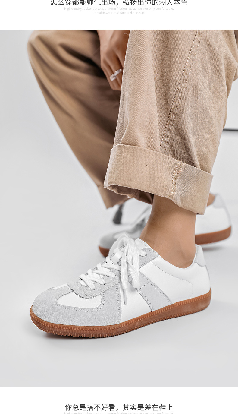 配牛仔工装裤复古德训鞋男2022秋季新款潮流运动单鞋男士小白鞋低帮