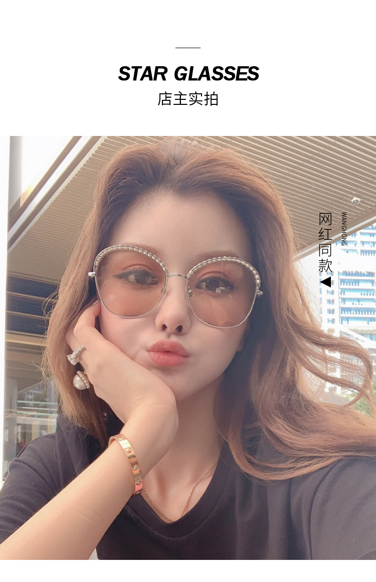 chanel香奈儿渐变太阳眼镜女款超轻全框时尚蝶形珍珠墨镜ch4246高档