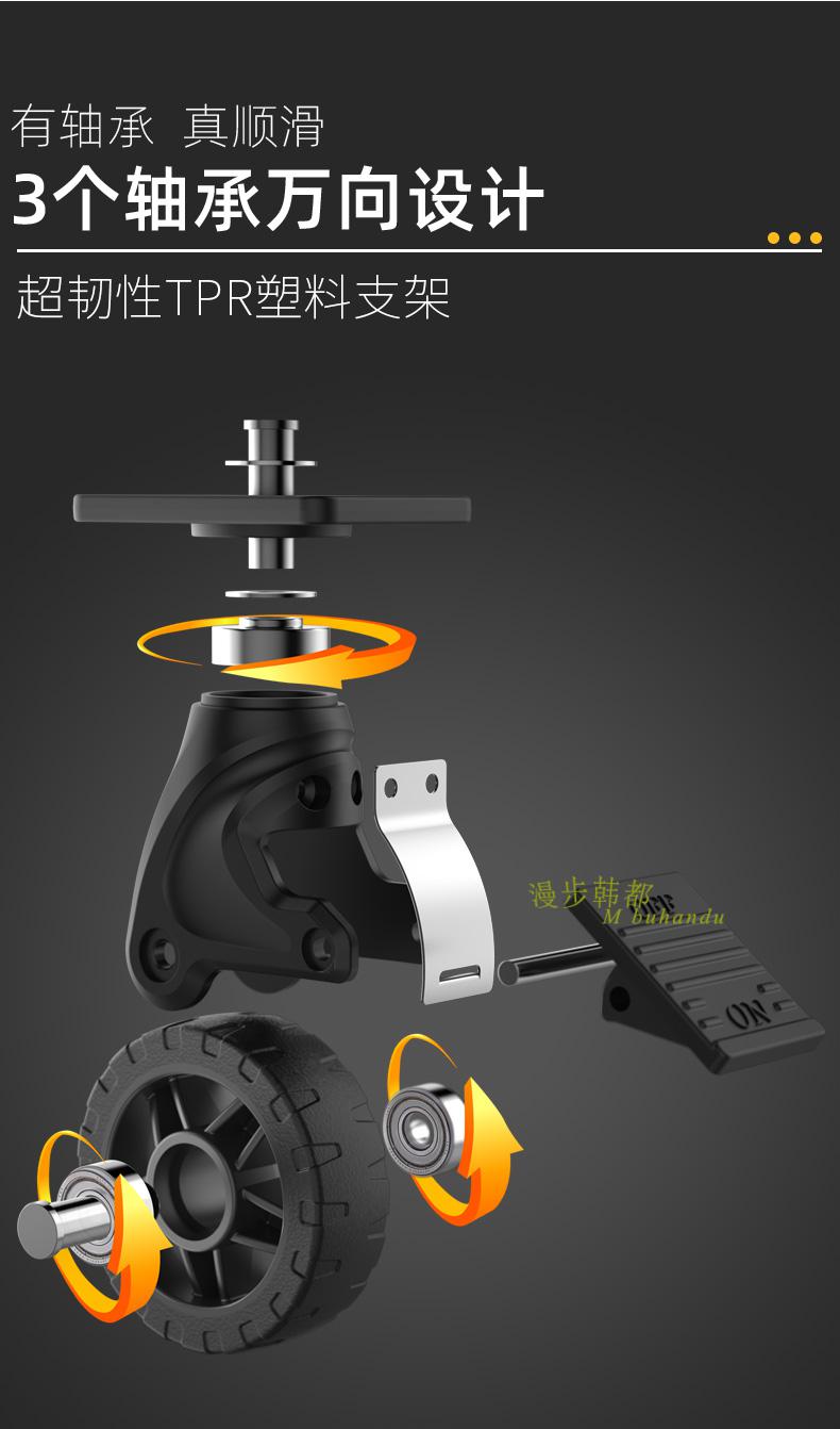 便携小推车手拉车拉杆车取快递拉货家用轻便平板车 黑色 大号刹车