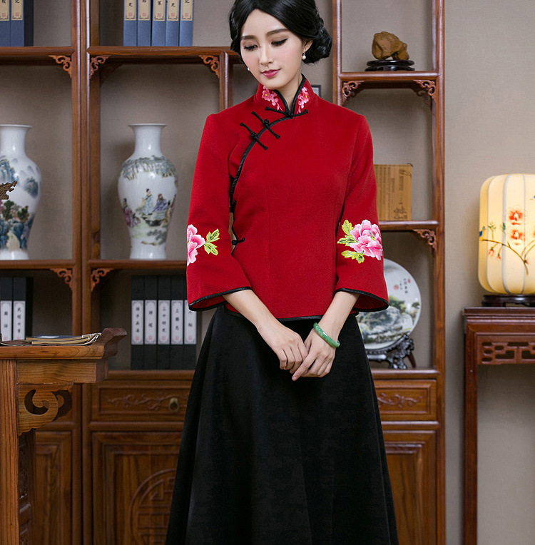 倾城粉黛长袖唐装套装女冬改良时尚日常复古女士民族风汉服女唐装旗袍